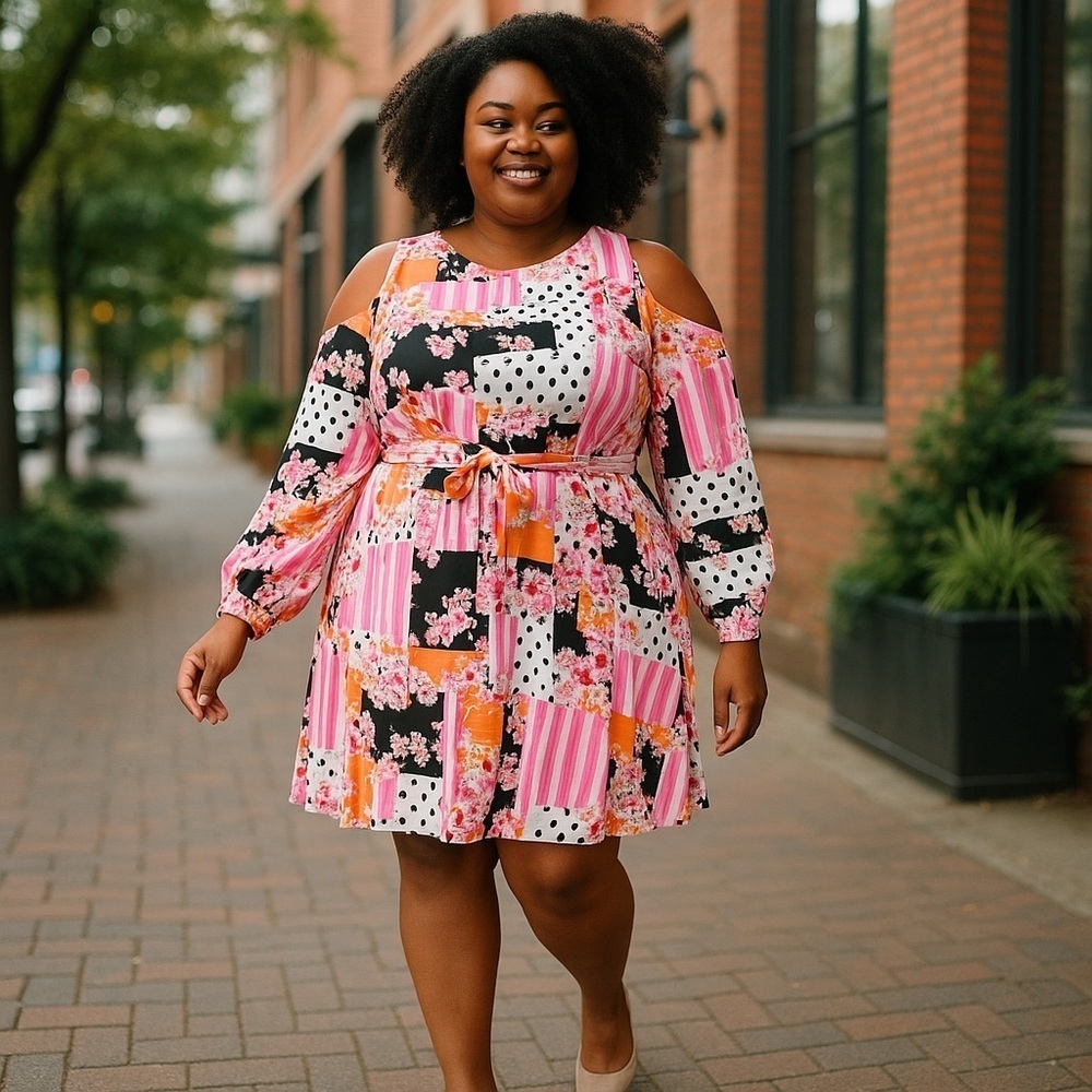 Plus Size Bright Mixed Print Dress Size 26/28